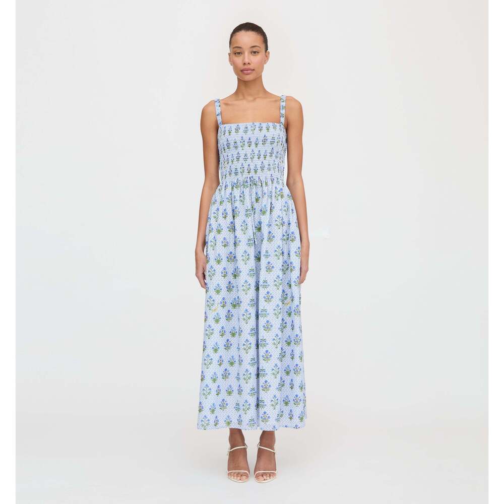 Hill House Home The Anita Nap Dress - Blue Block Print Size LBlue Block Print / - Picture 2 of 3